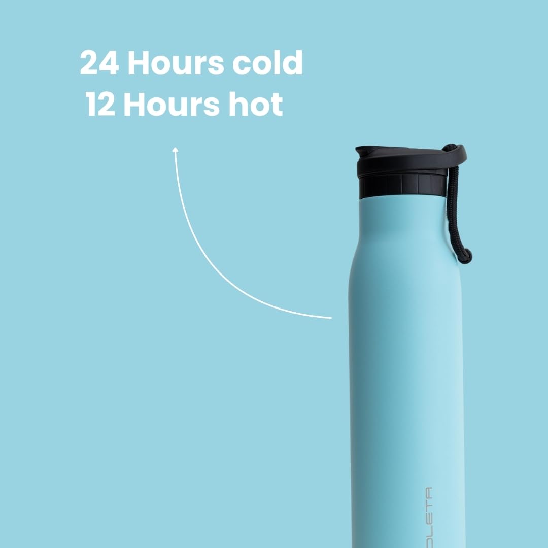 Ponoleta Slim Water Bottle, Stainless Steel with Straw, Standard Mouth for Sports and Travel, Double Vacuum Insulated, BPA-Free, Leak Proof