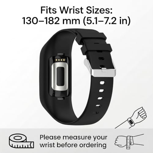 Black One-Piece Silicone Fitness Tracker Band for Fitbit Charge 3-6 with Metal Buckle