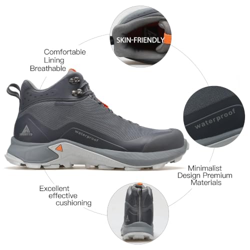 HUMTTO Men's All-Terrain Waterproof Hiking Boots - Grey, Size 10