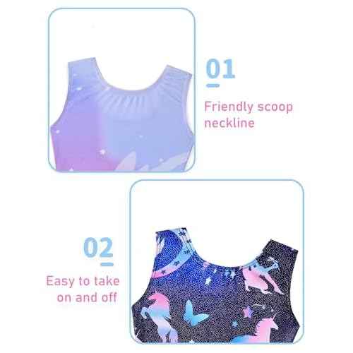Gymnastics Leotards for Girls 2 Pack Sparkly Kids Biketards Dance Unitards Matching Hair Scrunchies