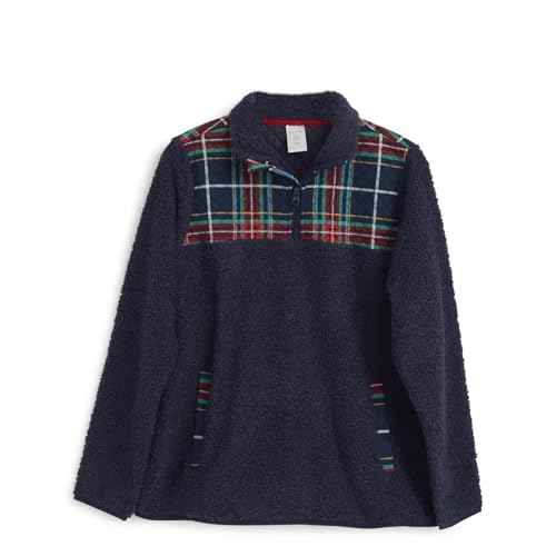 womens Snap Collar Fleece Pullover Sweatshirt With Pockets (Extended Size Range)