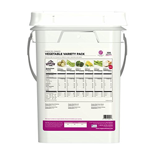 Augason Farms Freeze Dried Vegetable Variety Pail, Emergency Food Supply, Everyday Meals, 109 Servings