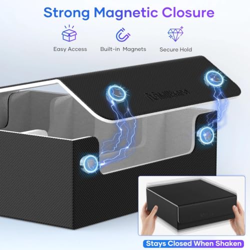 Mlikero Trading Card Storage Box A1-Black 4 Row - Holds 2400+ Cards with Dividers