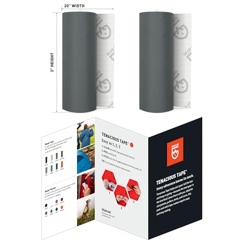 GEAR AID Tenacious Tape 3" x 20" Nylon Fabric Repair, Gray, 2 Rolls