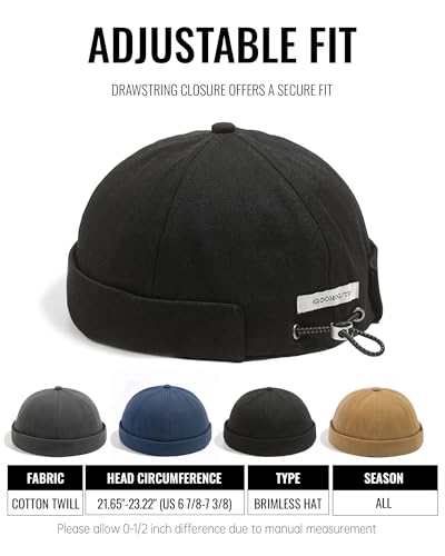 CLAPE Black Ct15 Beanie Work Hat with Corduroy Brimless Rolled Cuff - Harbour Style Variation