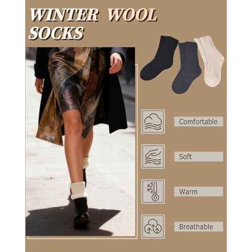 Loritta Womens Wool Socks Warm Winter Thick Thermal Hiking Casual Crew Work Boot Socks