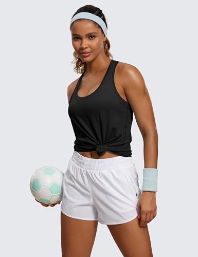 CRZ YOGA Pima Cotton Racerback Tank Top - Medium Black