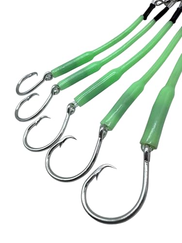 Deep Drop Fishing Rig with Glow Sleeves & 6/0, 3 Hook Option – NOAA Compliant Circle Hooks – Made in USA