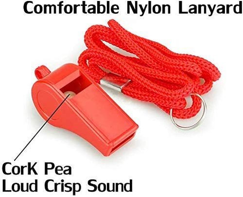 Fya Whistle, Red Emergency Whistle with Lanyard, 2PCS Super Loud Plastic Whistles Perfect for Self-Defense, Lifeguard and Emergencies