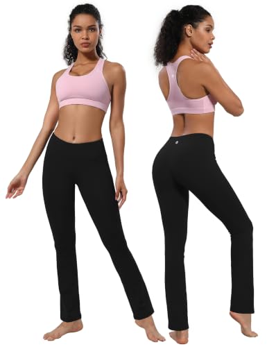Women’s Tummy Control Yoga Pants with Pockets - Straight Leg, 35" Inseam, XX-Large, Black