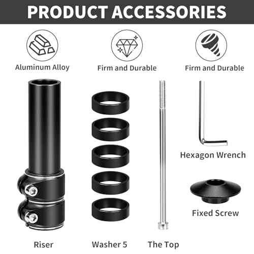 Bike Stem Riser Adjustable,Handlebar Extender, Increases Height Up to 5.2" for 1-1/8" Most Bicycle Road Bike, MTB, BMX, Cycling (Black)