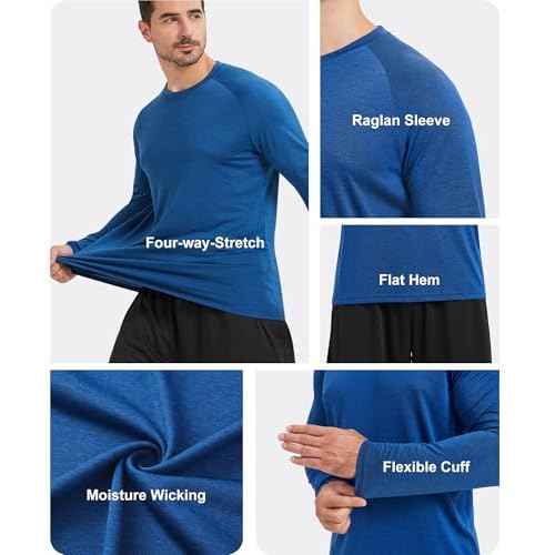 MLYENX 7 Pack Long Sleeve Shirts for Men UPF 50+ UV Sun Protection Quick Dry Moisture Wicking Workout Tee Shirts