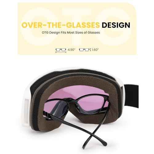 SNOWER Kids Ski Goggles, Anti-Fog Snow Goggles with OTG Design, 100% UV Protection, HD Lens for Kids Boys Girls