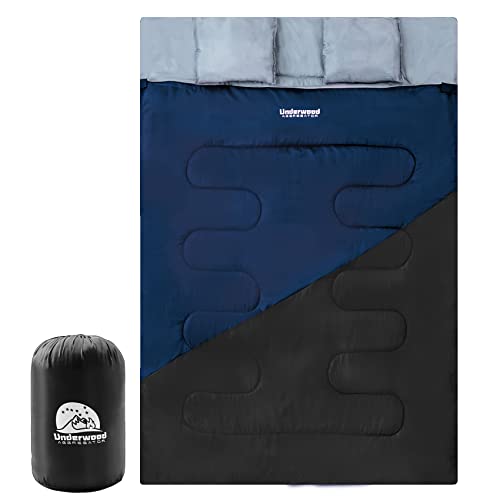 Lightweight Double Sleeping Bag for Adults and Kids - Black, 5.3 Lbs