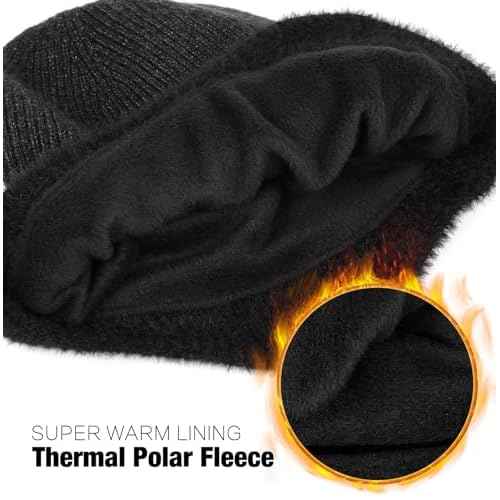 Wmcaps Winter Fleece Line Beanie with Earflap for Men Women, Outdoor Warm Thermal Knitted Hat Stocking Caps