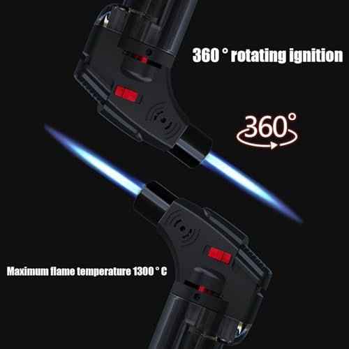 5 Pack Butane Torch Lighter Set,Candle Lighter Refillable, Windproof,Jet Flame,Adjustable Flame, Safety Lock, Ideal for Culinary, Crafts, Camping,Cooking (Butane Not Included)