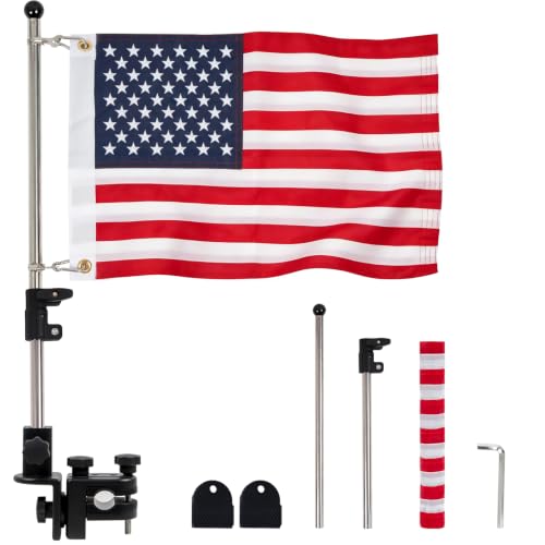 12x18 American Flag for Boat with Holder & Rail Mount - Marine USA Patriotic Flag