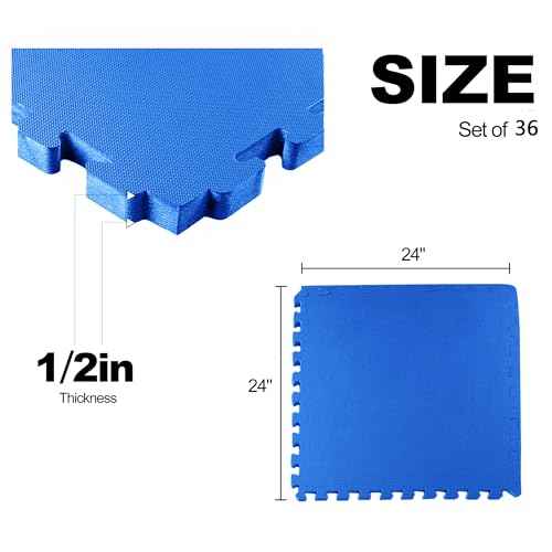 Fitvids Puzzle Exercise Gym Flooring Mat, 1/2" Thick High-Density EVA Interlocking Tiles Workout Mat for Home Gym, Fitness Equipment, MMA, Gymnastics, 36-Piece Shock-Absorbing Exercise Mat (144 Sq Ft)
