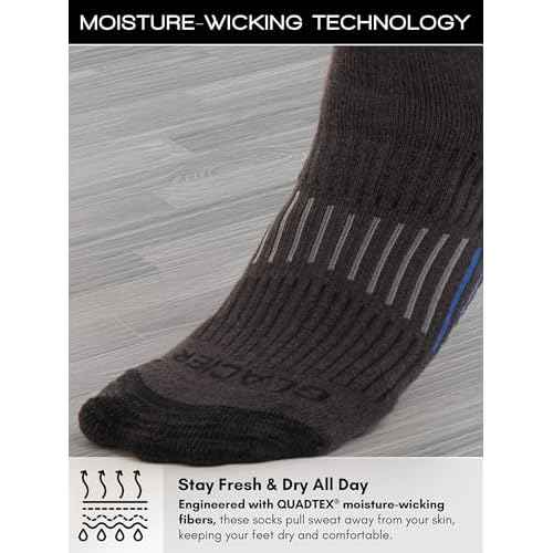 Men's Cushioned Moisture-Wicking Crew Socks (4-Pack) Mid-Weight Work Socks Moisture-Wicking, Arch Support, Fits Sizes 6-12