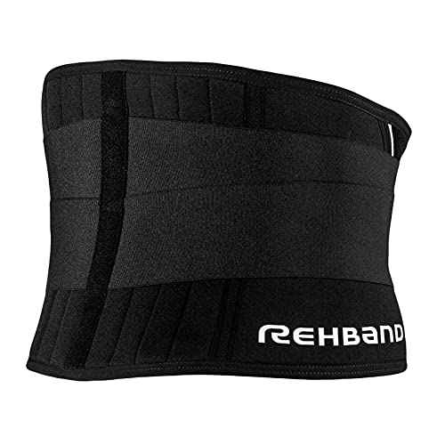 Rehband X-Stable Back Support, Neoprene back compression support 5mm, strong support for fitness and daily life, stabilizes lower back, Colour:Black, Size:Medium