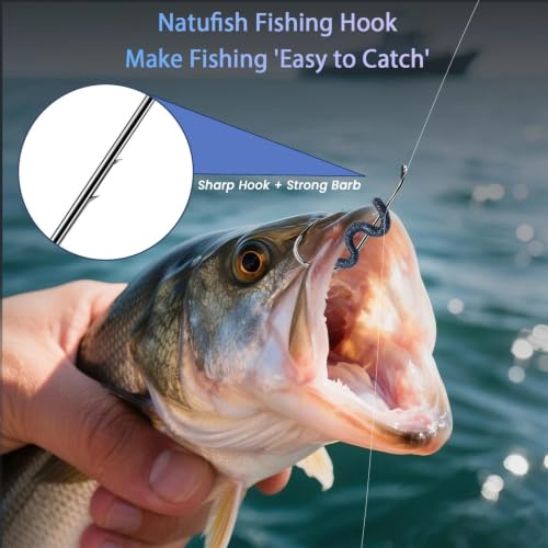 Natufish Baitholder Fishing Hooks 50pcs/3/0 Offset Double Barbed Saltwater
