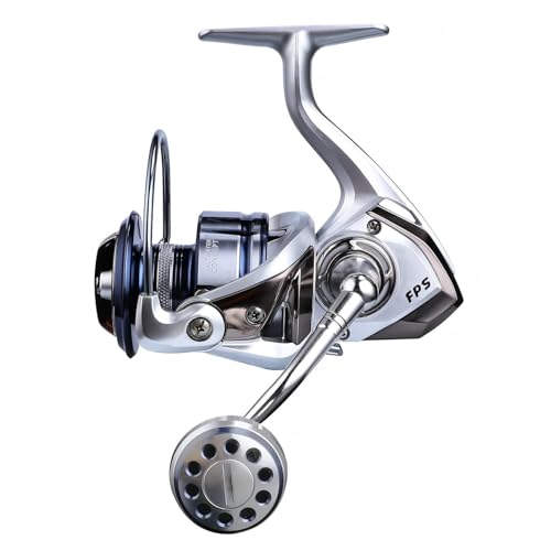 Saltwater Spinning Reel 13+1BB Carbon Drag Waterproof Aluminum Spool - Silver & Blue 6000