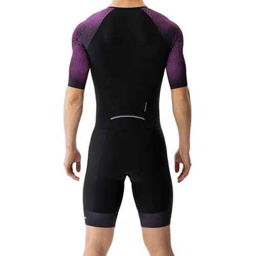 MY KILOMETRE Men¡¯s Triathlon Suits Short Sleeve Tri Suit Racing Triathlon Suit ? Quick Dry, Padded, Zipper Pocket