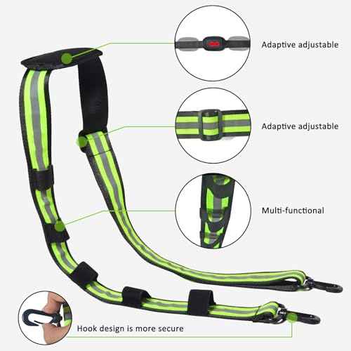 HYS 4.99ft Reflective Adjustable Shoulder Strap with Elastic to Secure Handheld Radio Mic clip - Thick Padded Non-Slip Design for Walkie Talkie Holsters & Crossbody Bags - Durable Swivel Hooks