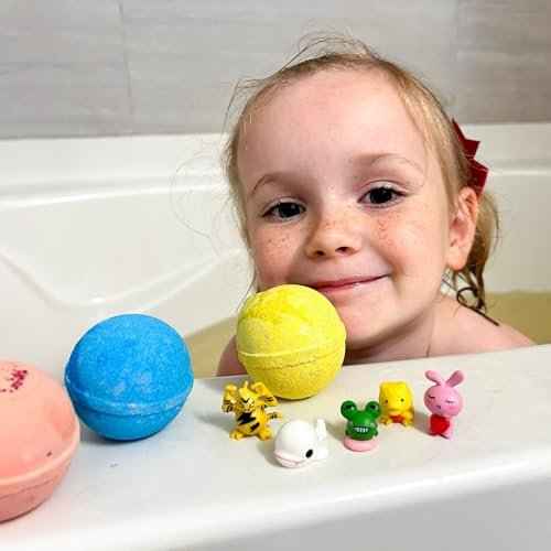 12 Bath Bombs for Kids with Surprise Toys Inside - Handmade in The USA from Natural Safe Ingredients for Sensitive Skin - 12 Different Scents with 12 Toys Inside- Gift for Girls and Boys