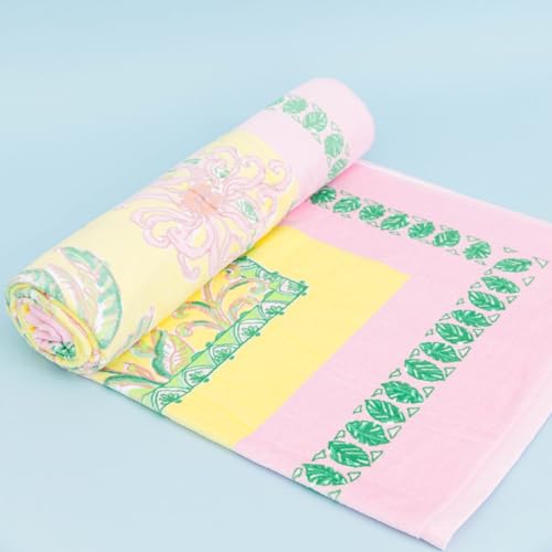 Large Cotton Beach Towel 40x70 Inches - Tropical Oasis Pattern