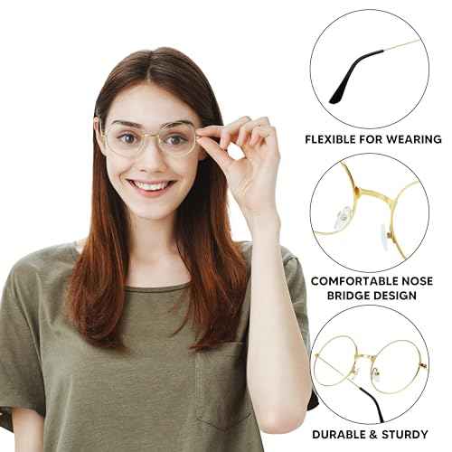Spooktacular Creations Halloween Gold Wizard Glasses, Fake Old Men Round Wire Costume Glasses Accessory for Men Women Halloween Dress Up, Costume Prop