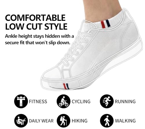 Men's Cotton Athletic Ankle Socks 6 Pack Low Cut Casual Comfort - White 9-11