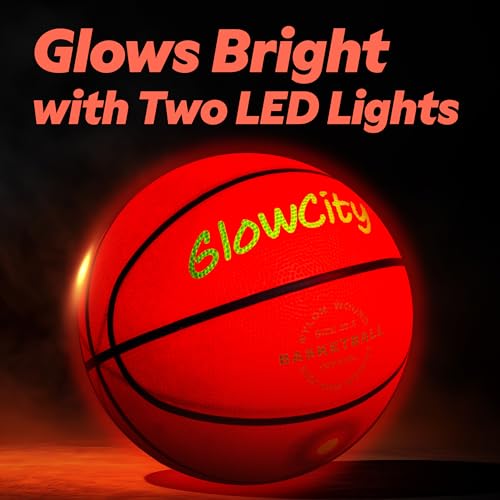 GlowCity Glow in The Dark Basketball - Size 7, 29.5 Inch LED Light Up Ball for Night Outdoor Play