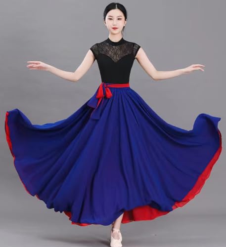 Women's Fairy Lyric Dance Skirt - Gradient Chiffon Ballet & Modern, One Size, Red & Royal Blue