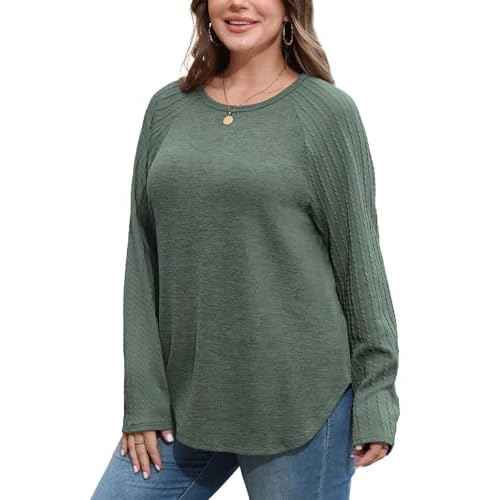SAMPEEL Sweatshirt for Women Long Sleeve Shirts Crewneck Sweaters Fall Fashion Outfits 2025 Trendy Tunic Tops Plus Size