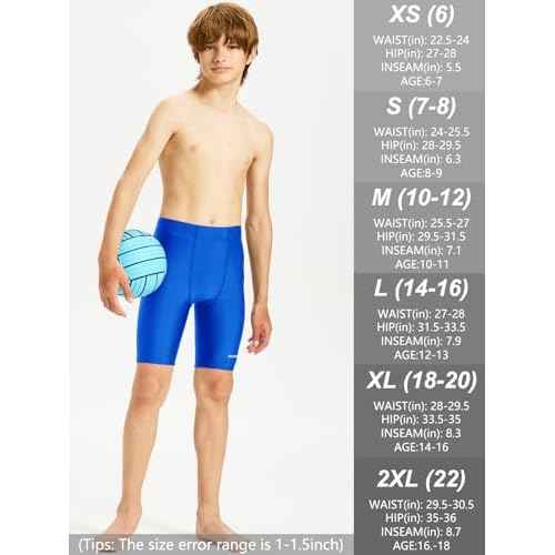 DEVOROPA Boys Swim Jammers Youth Competitive Swim Team Trunks Racing Swimsuit Athletic Swimming Shorts Slim/Standard/Husky