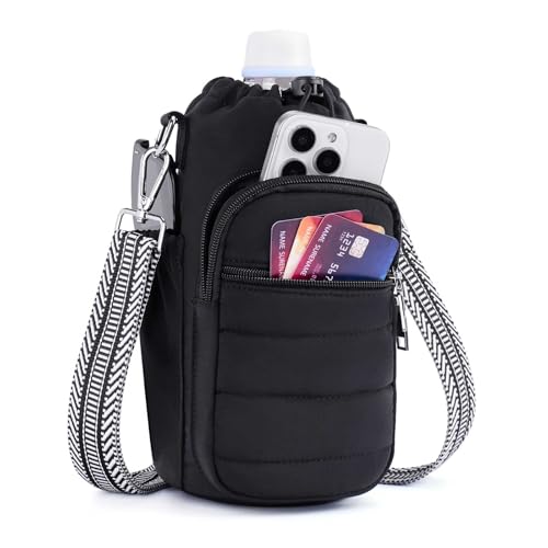 Lexiyat 40 oz Water Bottle Bag Crossbody Insulated Carrier with Adjustable Strap - Black