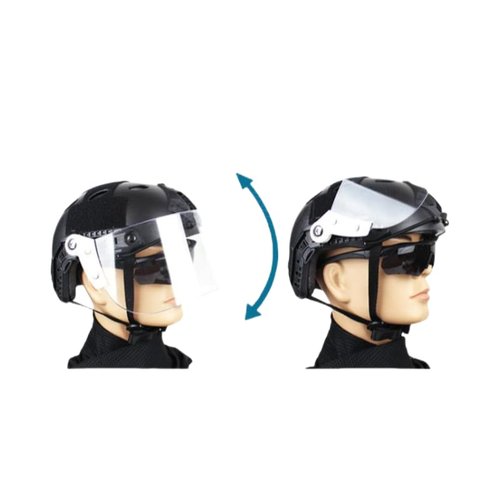 Tactical MICH Fast Helmet, with Clear Riot Visor Face Shield Sliding Goggles, Side Rail & NVG MountFor Airsoft Paintball CS War Games Outdoor Sports