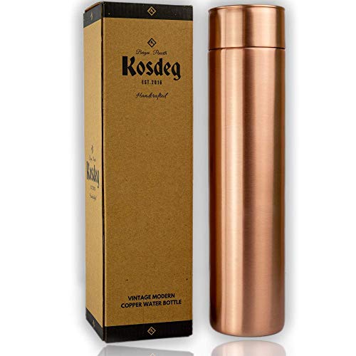 Copper Water Bottle 34oz - Vintage Modern Design for Hydration & Health