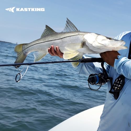 KastKing ReKon Saltwater Spinning Rod, KastFlex IM6 Carbon Graphite Blank, Zirconium Ceramic Guides, Graphite Locking Reel Seat, Oversized Drop Shot Hook Keeper, 2-Piece PTS, Saltwater Fishing