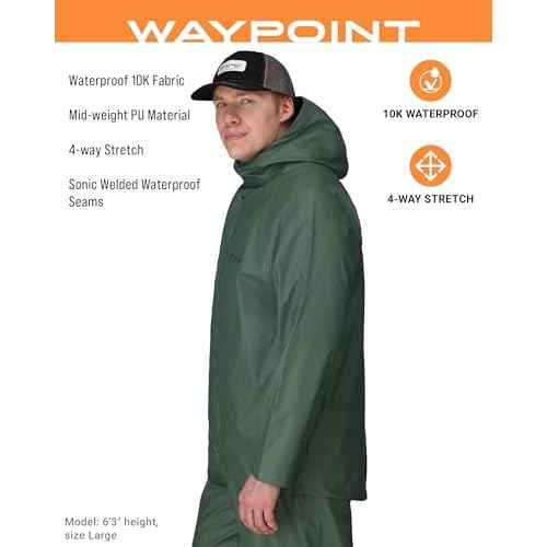 FROGG TOGGS Men's Waypoint Angler Waterproof, Durable Jacket with 4-Way Stretch