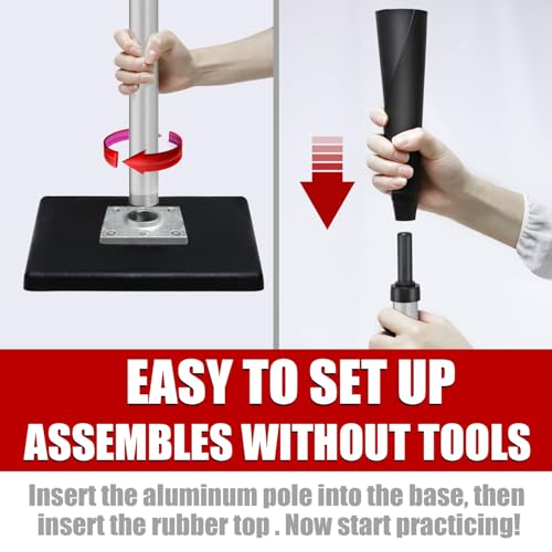 Portable Baseball Batting Tee Adjustable 25-37 Inches with Carry Bag - Silver