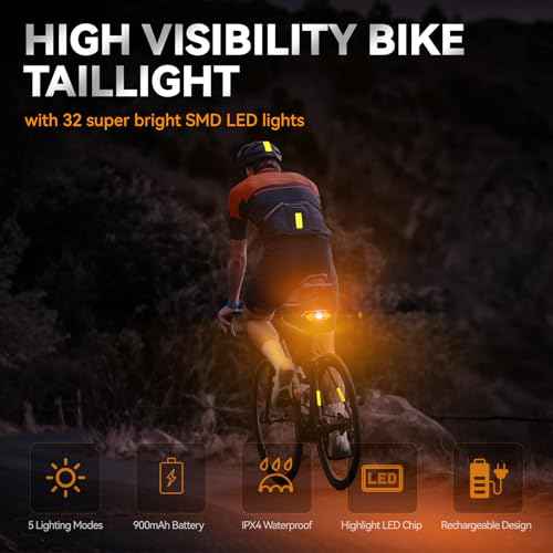 Bike Tail Light with Turn Signals USB Rechargeable Bike Turn Signals 120 Lumens Ultra Bright LED Turn Signals for Bicycle 5 Mode with 10PCS Safety Reflective Tape for Night Riding Bicycle