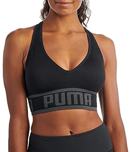 Women's Seamless Padded Sports Bra - Black, Medium Support