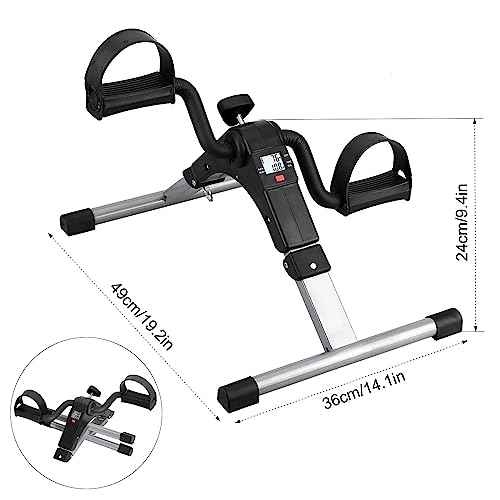 Folding Pedal Exerciser, Mini Under Desk Bike - Portable Foot Hand Cycle Peddler Machine Bicycle Exerciser for Arm Leg While Sitting