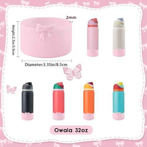 8.5CM Bow Silicone Anti-Slip Boot for Owala 32oz Water Bottle,FreeSip/Twist/Flip Stainless Steel Water Bottle, Protective Sleeve Bottom Cover Accessory