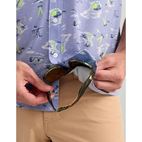 HUK Mens H1500212 Athletic-button-down-shirts, Lightning Sky Space Palm, XL US