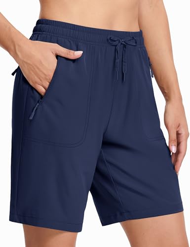 Women's Hiking Shorts Small Navy Lightweight Quick Dry Water-Resistant with 3 Zipper Pockets
