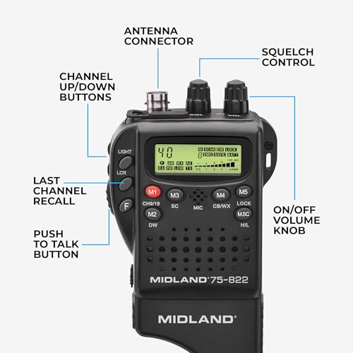 Midland 75-822 Handheld CB Radio & Mobile CB Radio ? Walkie Talkie with 40 Channels, NOAA Weather Alerts, Long Range, Compatible with CB Antennas