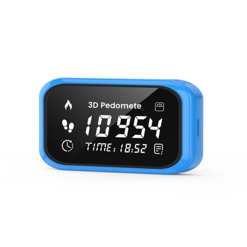 3D Pedometer Step Counter for Walking, Running & Fitness - Accurate Step & Calorie Tracker with LCD Display, Waist Clip & Armband, Rechargeable Battery - Track Daily Activity & Health Data, Blue